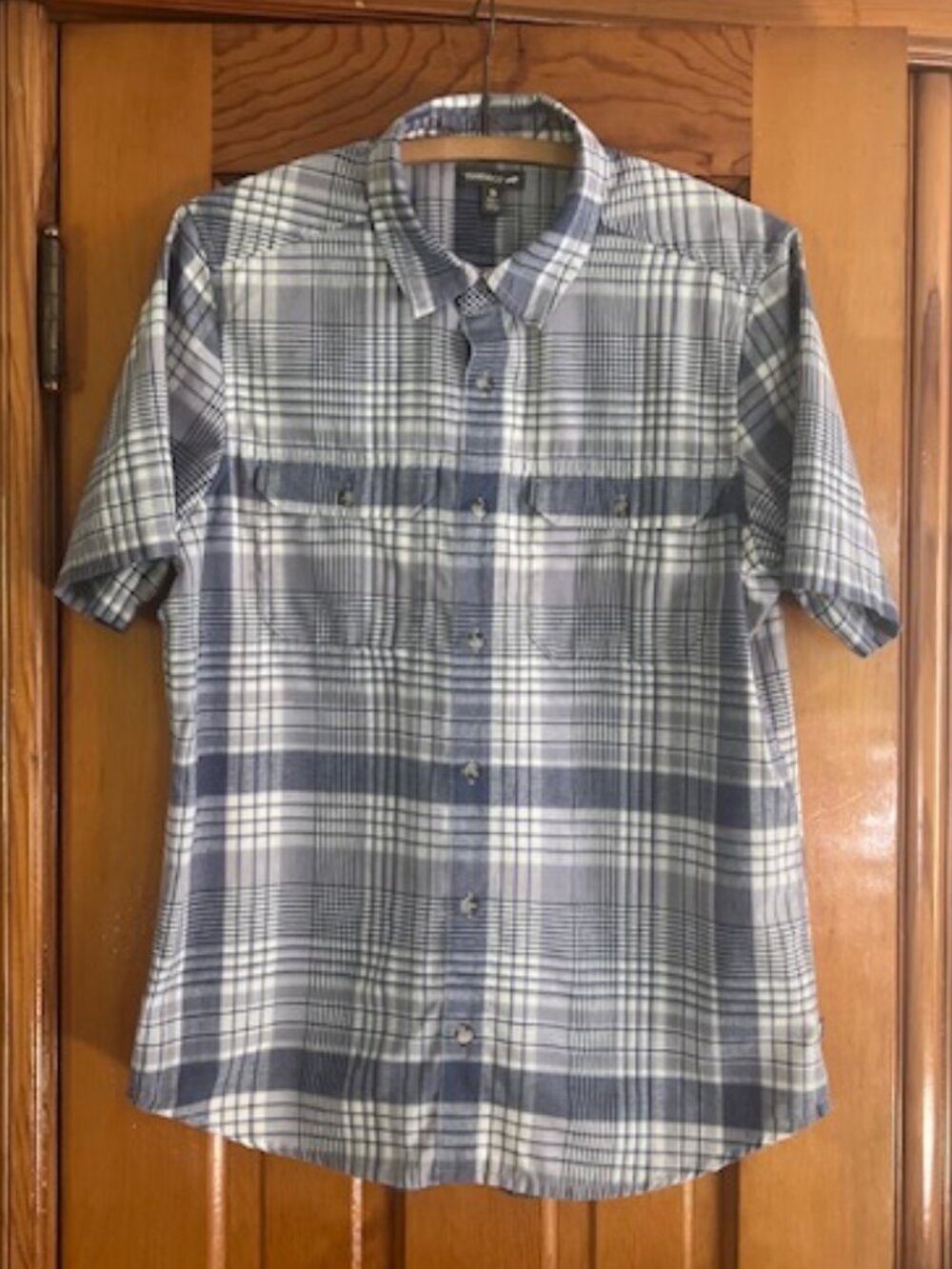 Toad & Co Hookline Short Sleeve Button Down Blue Plaid Shirt Men's Small